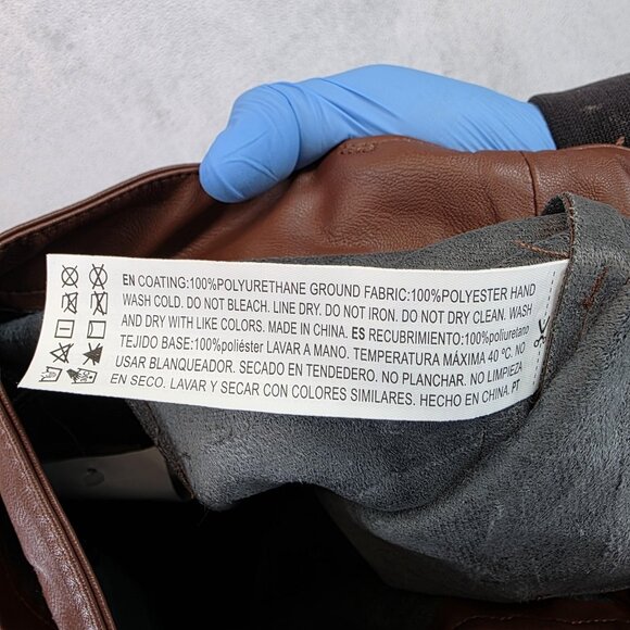 Forever 21 Pants Womens Size XS Brown Faux Leather High Rise Wide Leg Cargo - Picture 11 of 12